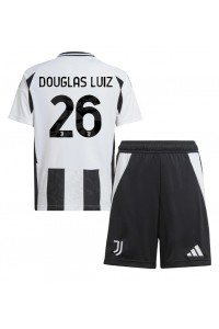 Juventus Douglas Luiz #26 Jalkapallovaatteet Lasten Kotipeliasu 2024-25 Lyhythihainen (+ Lyhyet housut)